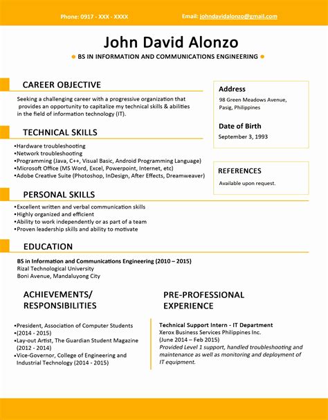 9 Example Of Resume for Fresh Graduate - Free Samples , Examples ...