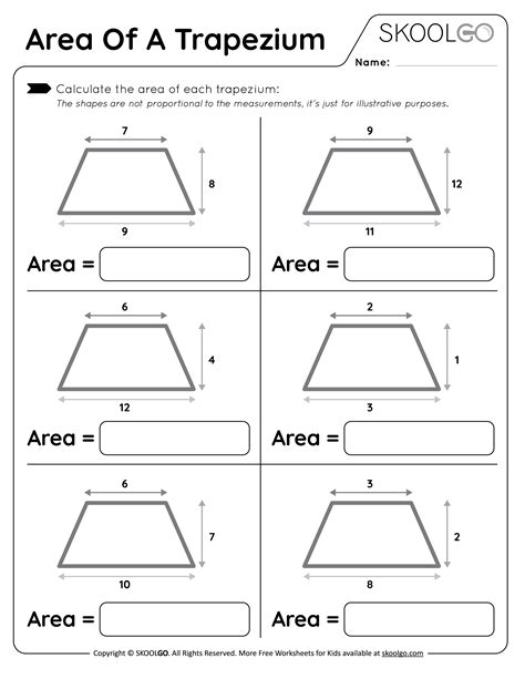 Area of a Trapezium - Free Worksheet for Kids - SKOOLGO