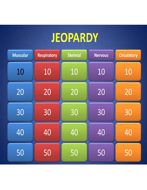 Sample Template of Jeopardy Powerpoint Free Download