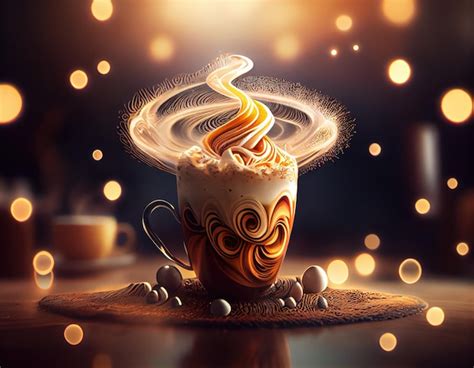 Premium Photo | Magical latte art cappuccino coffee foam drink design ...