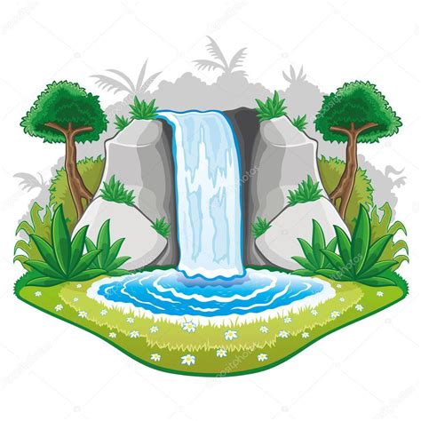 Illustration of cartoon waterfall. — Stock Vector © taronin #30363629