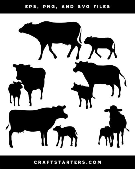 Cow and Calf Silhouette Clip Art