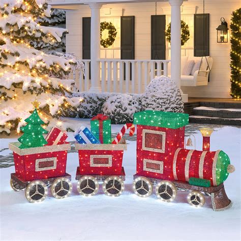 3 Piece Indoor / Outdoor Christmas Train Set with LED Lights