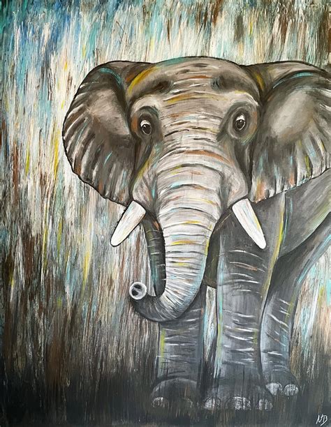 Elephant Acrylic Painting elephant, 80 X 100 Cm, Abstract Original ...