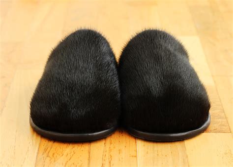 Real Fur Slippers for Women Real Black Mink Fur Street | Etsy