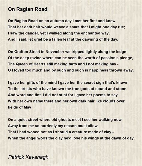 On Raglan Road - On Raglan Road Poem by Patrick Kavanagh