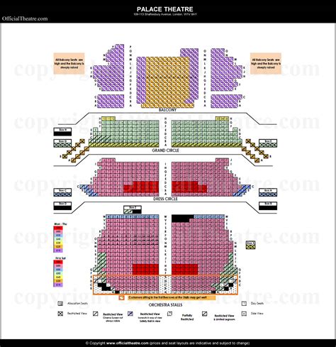 Palace Theatre London seat map and prices for Harry Potter and the ...