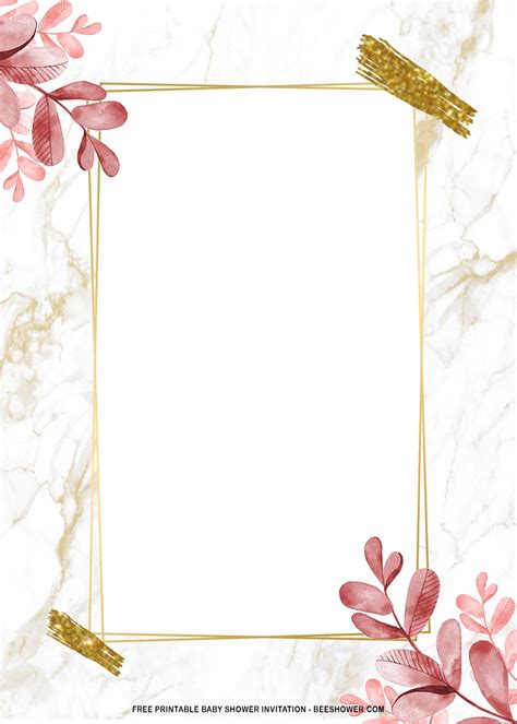 (FREE Printable) - Leafy Golden Baby Shower Invitation Templates | Free ...