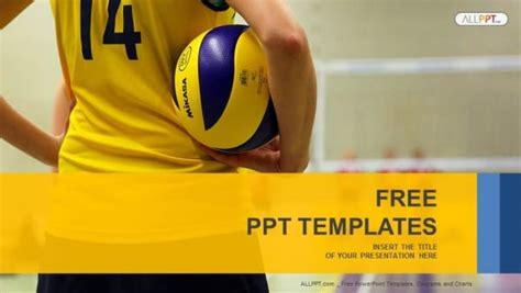 Young Girl Holding Volleyball-Sports PowerPoint Templates