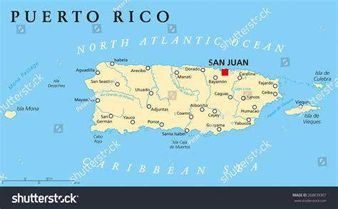 Puerto Rico Political Map With Capital San Juan, A United States ...