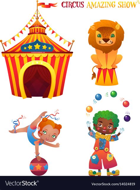 Circus cartoon characters Royalty Free Vector Image