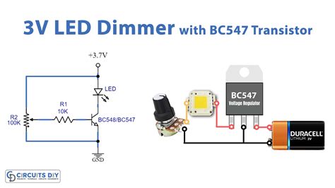 3V LED Dimmer Circuit with BC547 Transistor