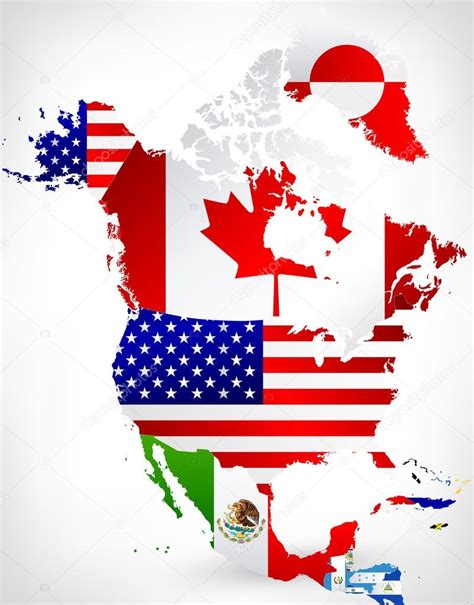 North America Map with Flags 2 Stock Vector Image by ©Livenart #87784756