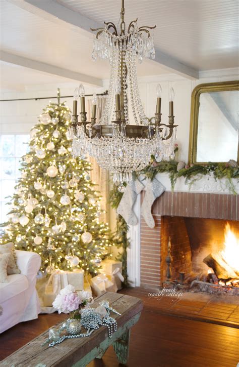 White & French blue sparkle Christmas Tree - FRENCH COUNTRY COTTAGE