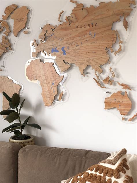 Real Large Wooden World Map by GaDenMap. Push Pin travel map for wall ...