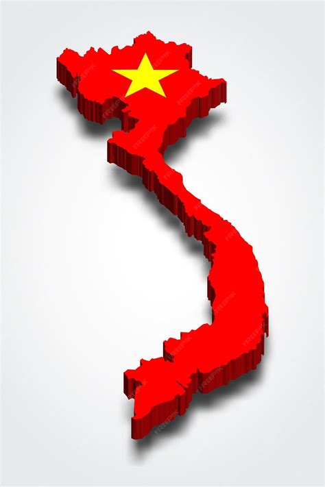 Premium Vector | Vietnam 3d map with flag