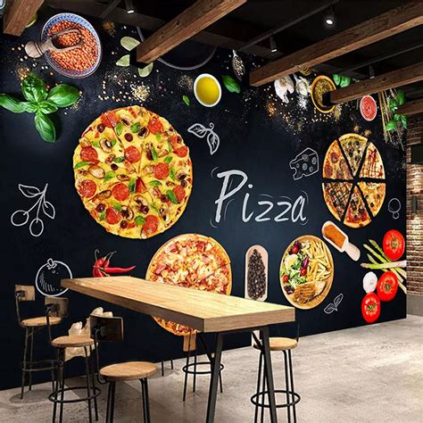 Custom Mural Wallpaper Pizza Shop Restaurant Wallcovering | BVM Home