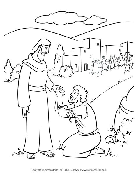 Jesus Heals The Ten Lepers Coloring Page Ten Lepers Jesus Heals ...