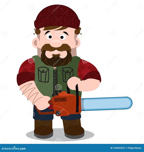 Lumberjack with a Chainsaw. a Character in a Cartoon Style Stock ...