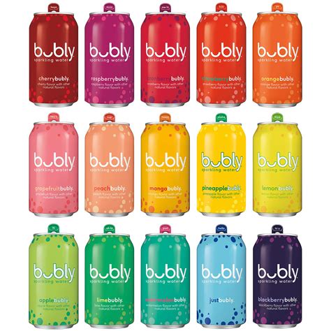 Bubly Sparkling Water 15 Flavor Sampler - 12 fl oz Cans (18 Pack) - Blue