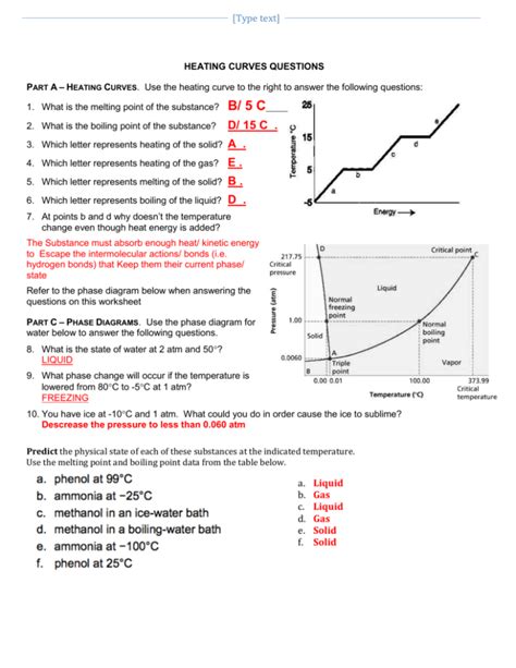 Heat And Phase Changes Worksheet