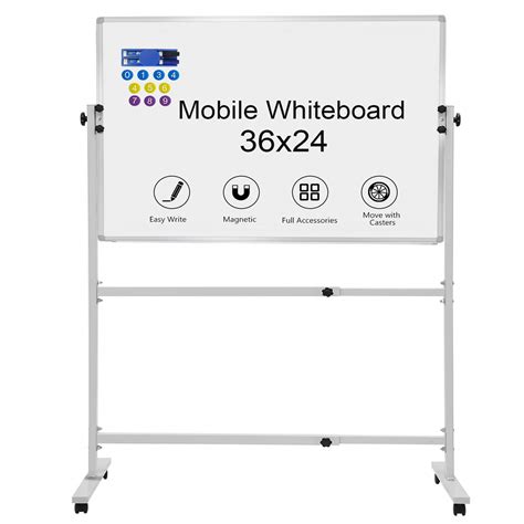 Mobile Magnetic Whiteboard Dry Erase Board On Wheels (36" X 24 ...