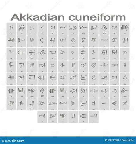 Set of Monochrome Icons with Akkadian Cuneiform Alphabet Stock Vector ...