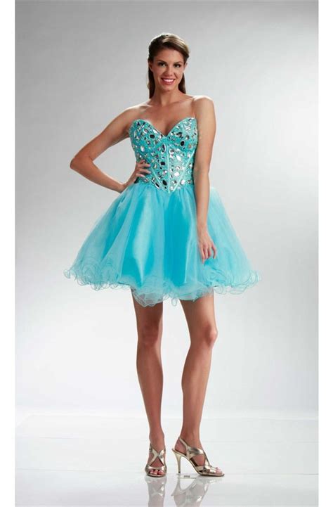 Tutu Sweetheart Short Blue Tulle Rhinestone Sparkly Cocktail Prom Dress