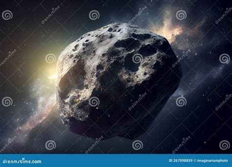 Large Asteroid with Impact Craters on the Surface Stock Illustration ...