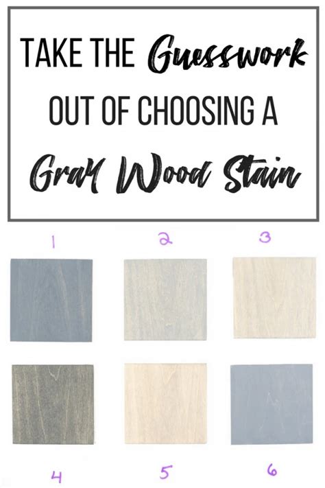 6 Grey Wood Stain Colors on 5 Different Wood Species