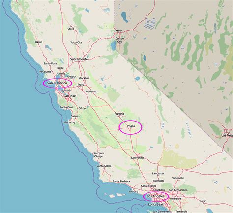 Location of Visalia, Tulare County, California,, where daughter Perl ...