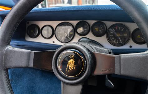 Wallpaper Lamborghini, Countach, steering wheel, badge, Lamborghini ...