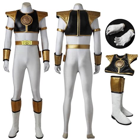 Mighty Morphin Power Rangers White Ranger Cosplay Costume Tommy Oliver Suit