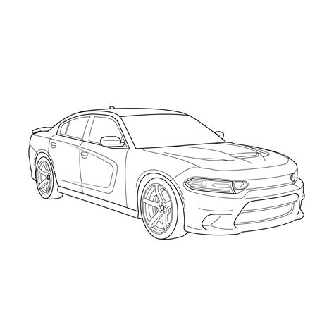 Dodge Charger 2019 Vector Line Drawing Illustration - Etsy