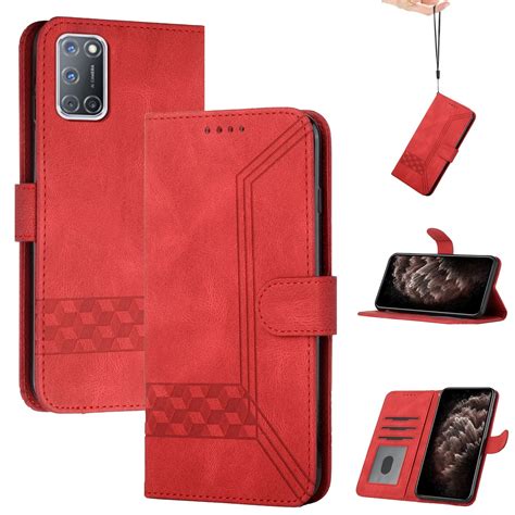 For OPPO A55 5G Cubic Skin Feel Flip Leather Phone Case (Red) – Alexnld.com