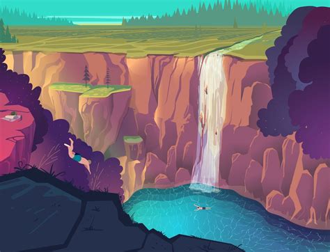 Waterfall Vector illustration (42553) | Illustrations | Design Bundles