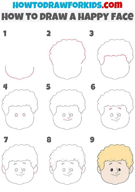 How to Draw a Happy Face - Easy Drawing Tutorial For Kids in 2022 ...