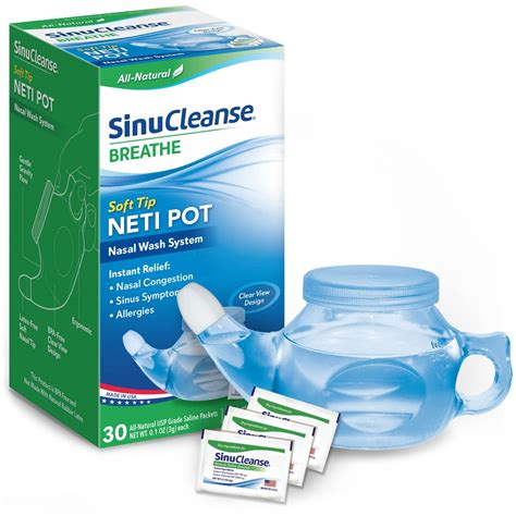 Buy SinuCleanseSoft Tip Neti-Pot Nasal Wash System, Relieves Nasal ...