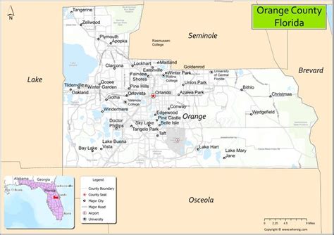 Map of Orange County, Florida - Where is Located, Cities, Population ...