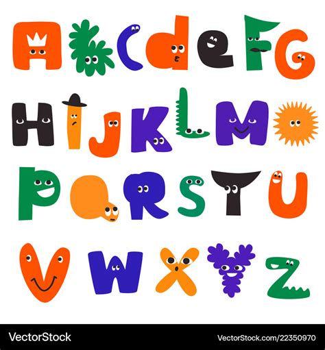 Cartoon alphabet characters Royalty Free Vector Image