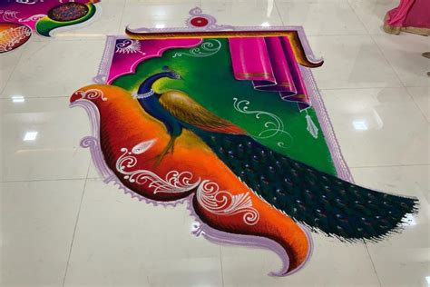 20+ Peacock Rangoli Designs That You Can't Take Your Eyes Off (2023)