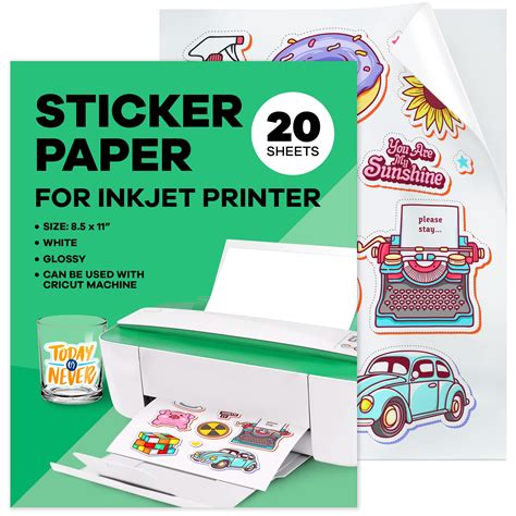 Buy Sticker Paper for Inkjet Printer - Glossy Sticker Paper (20 Sheets ...