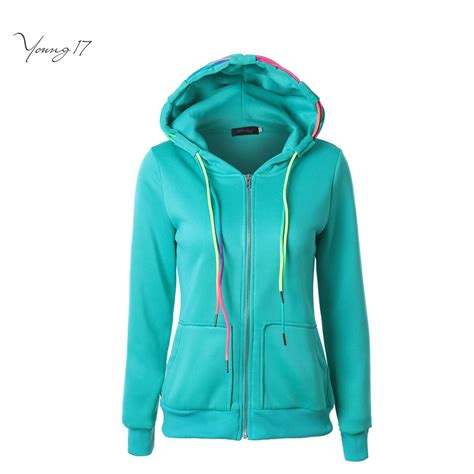 Young17 Rose Red Yellow Blue Green Black Zipper Hoodie Pocket Zip Up ...