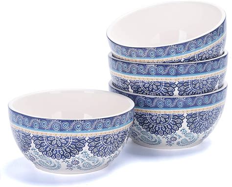 Bico Blue Talavera 765ml Ceramic Cereal Bowls Set of 4, for Pasta ...