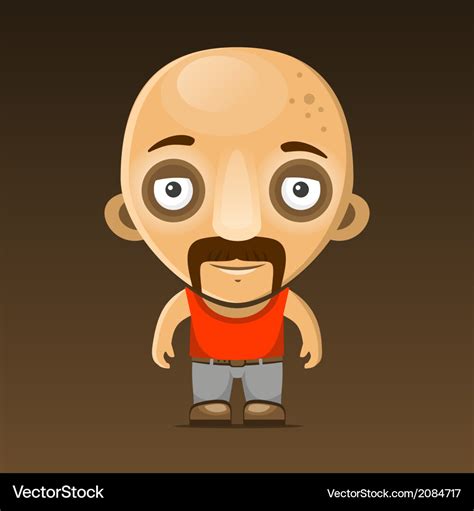 Bald man cartoon character with mustache Vector Image