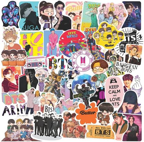 Multicolor Vinyl Bts Stickers (Pack Of 50) For Journal, Scrapbook ...