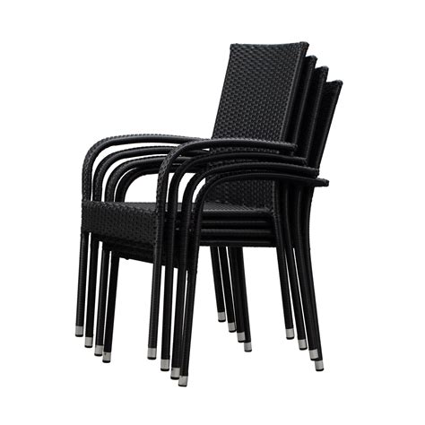 Morgan Outdoor Wicker Chair - Black - Set of 4 | Well Traveled Living