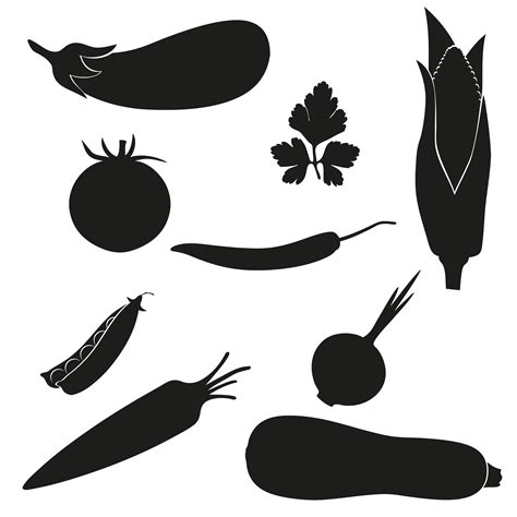 set of icons vegetables vector illustration black silhouette 510257 ...