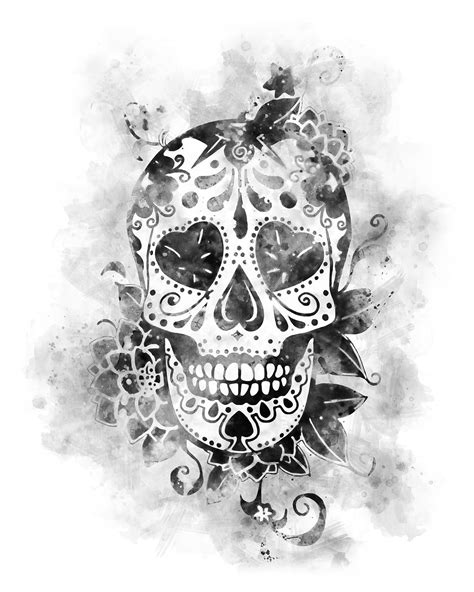 Black And Grey Sugar Skull Tattoos