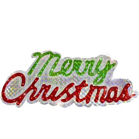 45.5-Inch Lighted Holographic Merry Christmas Sign Outdoor Decoration ...